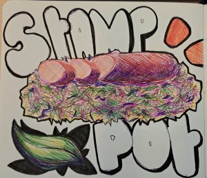 Stampot kunst met multikleuren pen